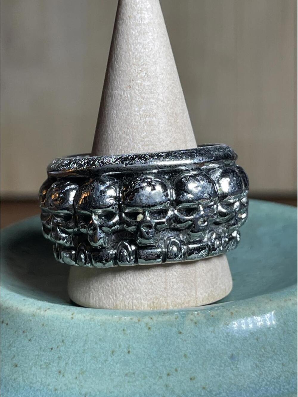 Vintage Metal Motorcycle Skull Ring Size 11.25
